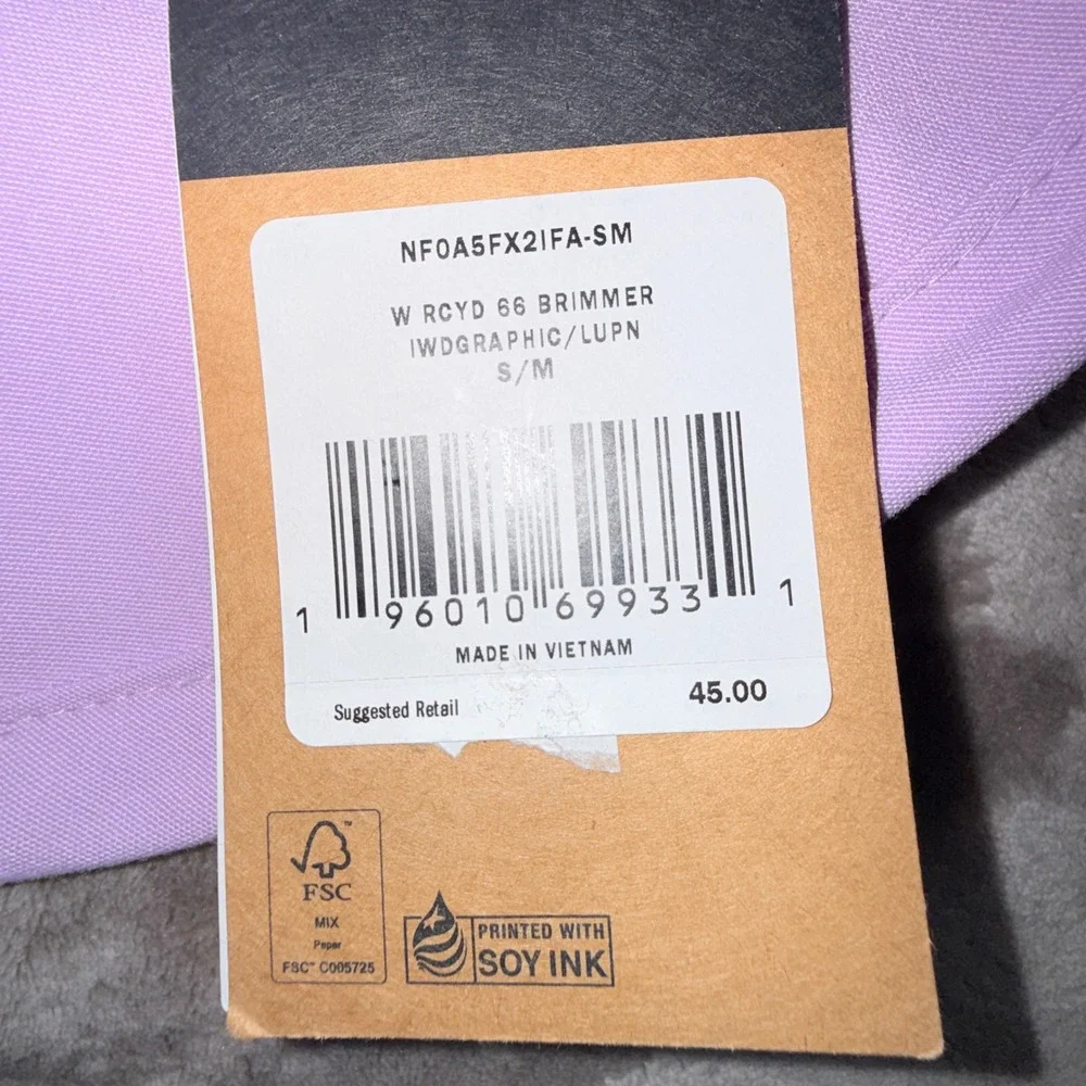 The North Face Brimmer Hat Women SM Purple NEW IWD Graphic Recycled NF0A5FX2IFA